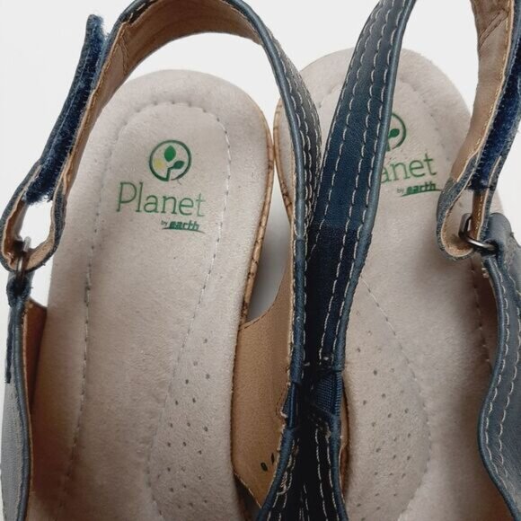 PLANET by EARTH Dawson Open Toe Wedge Slingback Sandals Blue Sz 9 M - Picture 11 of 13